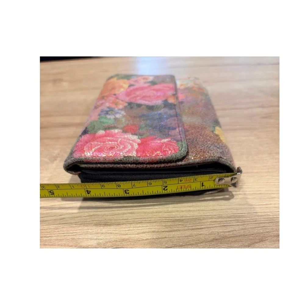 Safety Keeper Floral Shimmer Textured Bifold Wallet Card Slots, Windows